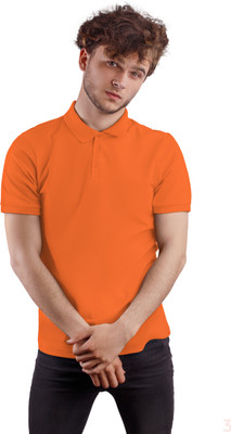 AARAMBHENTERPRISES Solid Men Polo Neck Orange T-Shirt