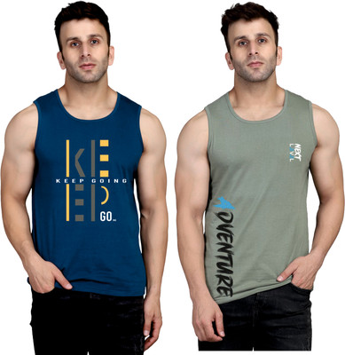 Cryptic Printed Men Round Neck Dark Blue, Light Green T-Shirt