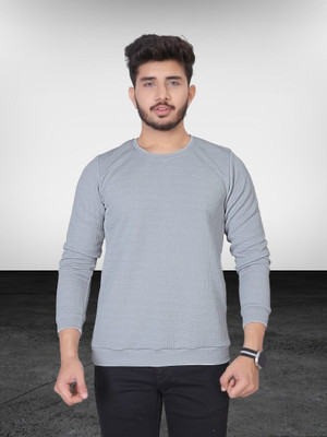 radhe creation Solid Men Round Neck Grey T-Shirt