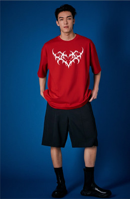 FURRR Printed Men Round Neck Red T-Shirt