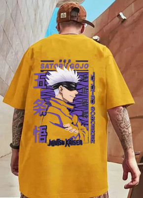 Clothy Trend Graphic Print Men Round Neck Yellow T-Shirt