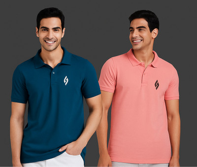 cnw Solid Men Polo Neck Multicolor T-Shirt