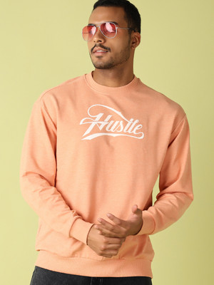 V-MART Printed Men Round Neck Orange T-Shirt