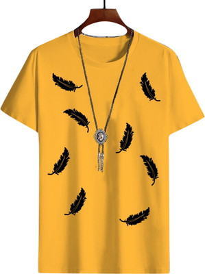Nirvaan Printed Women Round Neck Yellow T-Shirt