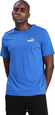 PUMA Solid Men Crew Neck Blue T-Shirt