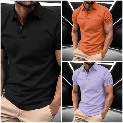 JAAPCLOTHING Solid Men Polo Neck Multicolor T-Shirt