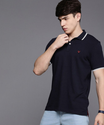 Allen Solly Solid Men Polo Neck Dark Blue T-Shirt