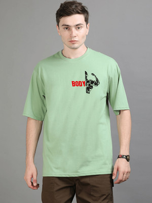 GSPO Printed Men Round Neck Light Green T-Shirt