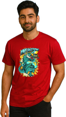 purycot Printed Men Round Neck Red T-Shirt