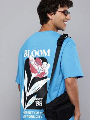 AEROPOSTALE Printed Men Round Neck Blue T-Shirt