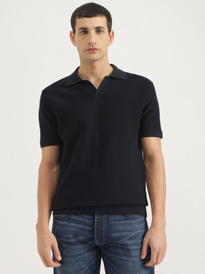 United Colors of Benetton Self Design Men Round Neck Blue T-Shirt