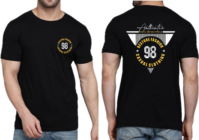 WOOSTRO Printed Men Round Neck Black T-Shirt