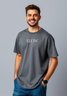 UrGear Printed Men Round Neck Grey T-Shirt