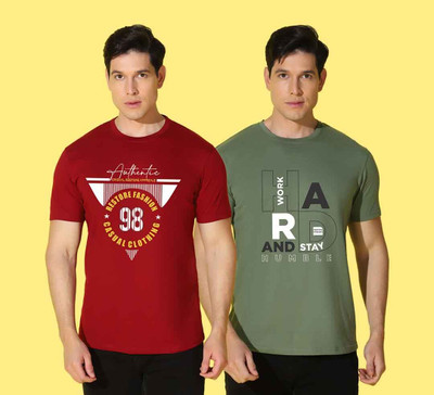 WOOSTRO Typography Men Round Neck Multicolor T-Shirt