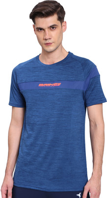 TECHNOSPORT Self Design Men Round Neck Blue T-Shirt