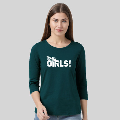 Nilan Tees Wear Printed Women Round Neck Green T-Shirt