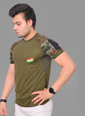 Dupex Military Camouflage Couple Round Neck Dark Green T-Shirt