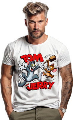 Atraye Graphic Print Men Round Neck White T-Shirt