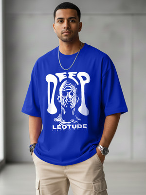 JUST ROAR Printed Men Round Neck Blue T-Shirt
