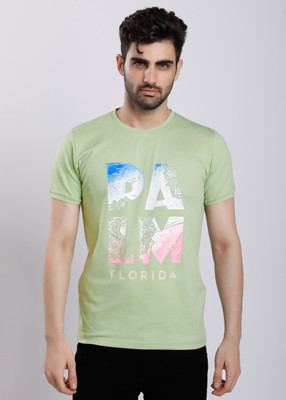 HIGHTRIBE Printed Men Round Neck Green T-Shirt