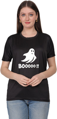 neeraj internationals Printed Women Round Neck Black T-Shirt