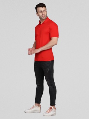 GETOFLY Solid Men Polo Neck Red T-Shirt