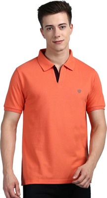 LUX cozi Solid Men Polo Neck Orange T-Shirt