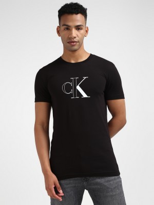 Calvin Klein Printed Men Round Neck Black T-Shirt