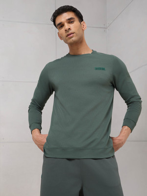 TECHNOSPORT Solid Men Crew Neck Green T-Shirt