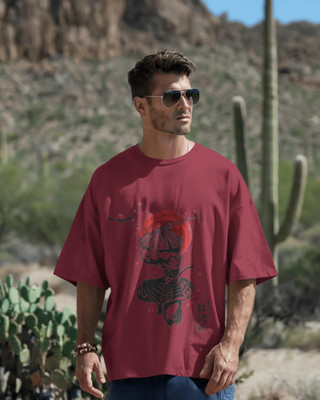 silver moon clothing Graphic Print, Printed Men Round Neck Maroon T-Shirt