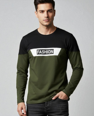 FAOES Printed Men Round Neck Dark Green T-Shirt