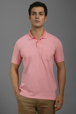 LOUIS PHILIPPE Printed Men Polo Neck Pink T-Shirt