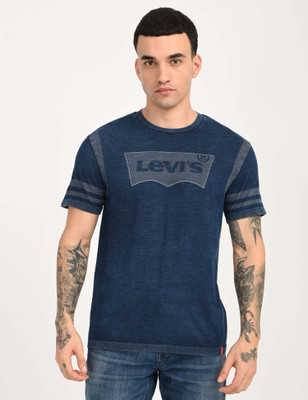 LEVI'S Graphic Print Men Crew Neck Dark Blue T-Shirt