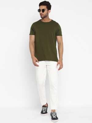 OrrganicChics Solid Men Round Neck Dark Green T-Shirt
