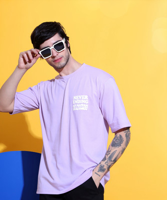 HEATHEX Printed Men Round Neck Purple T-Shirt
