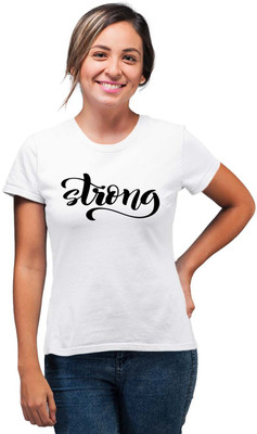 SmarTee Street Typography Women Round Neck White T-Shirt
