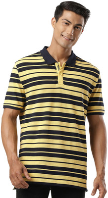 JOCKEY Striped Men Polo Neck Dark Blue T-Shirt