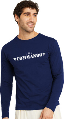 OrrganicChics Typography Men Round Neck Navy Blue T-Shirt