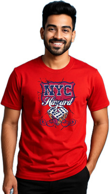 purycot Printed Men Round Neck Red T-Shirt