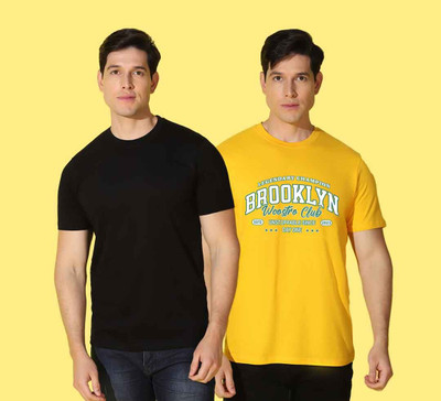 WOOSTRO Printed, Solid Men Round Neck Multicolor T-Shirt