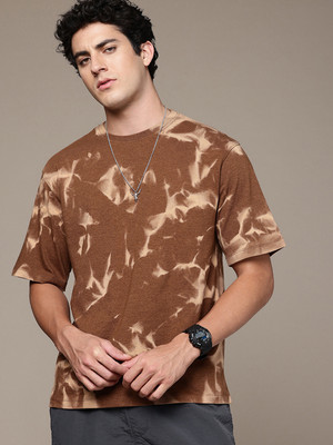METRONAUT Washed Men Crew Neck Brown T-Shirt
