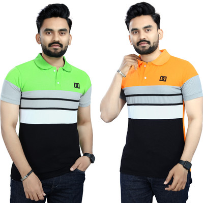 USPN Colorblock Men Polo Neck Multicolor T-Shirt