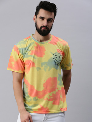 Diversify Tie & Dye Men Round Neck Yellow T-Shirt
