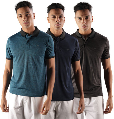 Force NXT Solid Men Polo Neck Multicolor T-Shirt