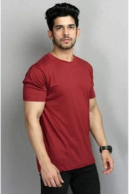 UNICUS APPAREL Solid Men Round Neck Maroon T-Shirt