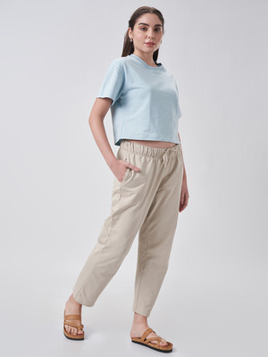 THESOLIDS Solid Women Round Neck Blue T-Shirt