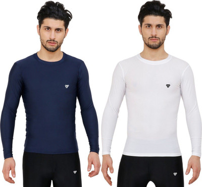 NINQ Sporty Men Round Neck Dark Blue, White T-Shirt