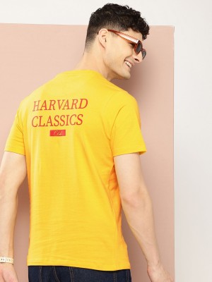 HARVARD Printed Men Round Neck Yellow T-Shirt