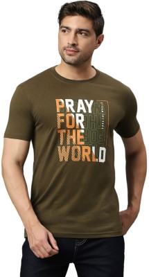 Klub Fox Printed Men Round Neck Green T-Shirt