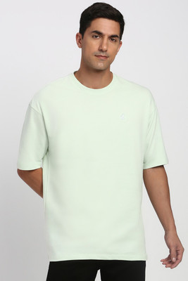 PETER ENGLAND Solid Men Crew Neck Green T-Shirt